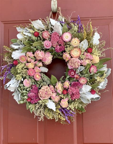 Dried Flower Wreaths Dried Flower Bouquet Dried Flowers Pink Cottage