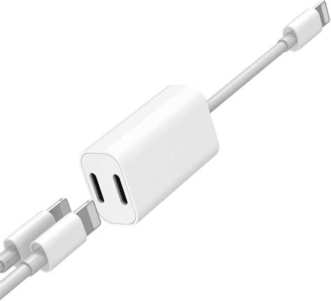 Microware Compatible With Iphone Headphone Adapter 2 In 1 Dual