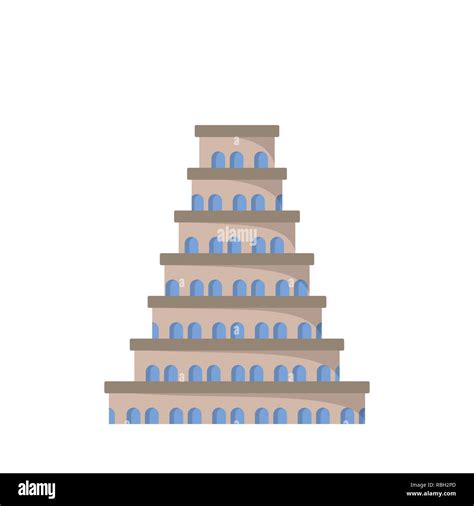 Flat Icon Of The Tower Of Babel Vector Illustration Biblical Legend