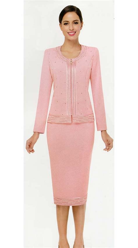 Serafina 802 Womens Church Suit With Zipper Front Jacket And Decorative