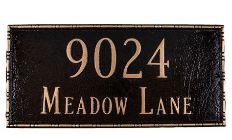 Address Plaque With Decorative Border Rectangular House Number Sign