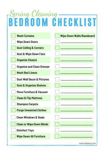 Free Spring Cleaning Checklist Printables Organize Savor Savvy