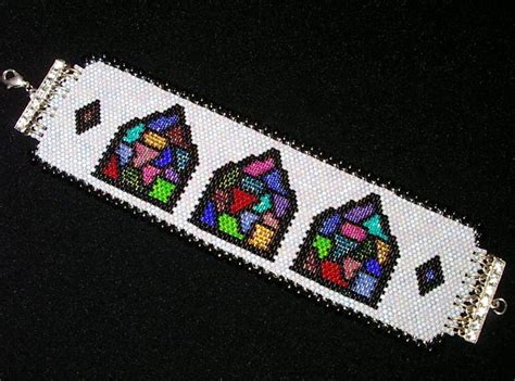 Stained Glass Bracelet Beadwoven Cuff Bracelet Castle Etsy