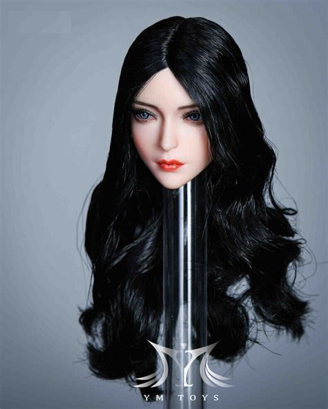 16 Female Head Sculpt Black Hair Blue Eyes For 12 Phicen Jiaou Doll