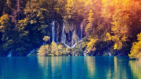 2560x1440 Fall Foliage Lake Nature Waterfall 1440p Resolution Hd 4k