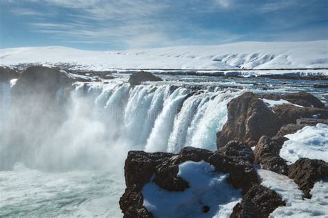 The Landscape Of Godafoss Waterfall Iceland Stock Photo Image Of