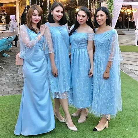 Sky Blue Shimmering Fabric Bridesmaid Dress