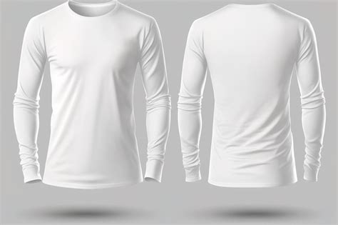 Camiseta De Manga Larga En Blanco Para Hombre Plantilla Color Blanco