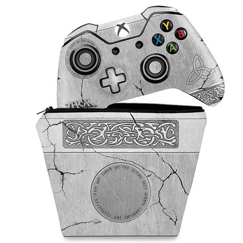 Kit Capa Case E Skin Xbox One Fat Controle Mjolnir Thor Amor E Trovã