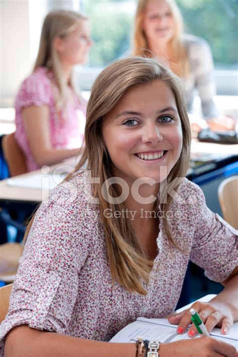 Happy High School Student In Classroom Stock Photo Royalty Free