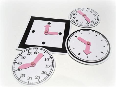 4 Die Cut Clocks With Movable Hands