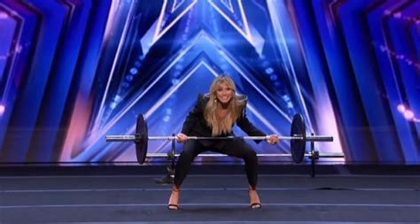 Heidi Klum Attempts To Lift Heavy Barbell On Agt After Outstanding