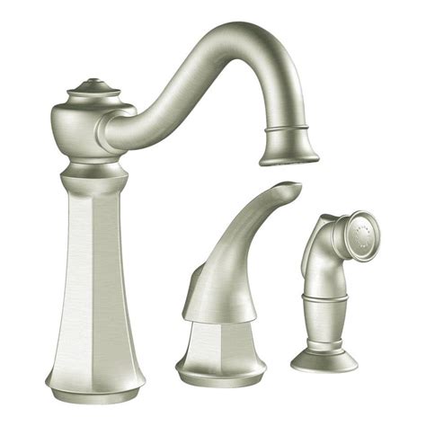 If water is dripping out from under your faucet handle, then a possible solution is to replace the bonnet. Moen Vestige Stainless 1-Handle High-Arc Kitchen Faucet ...