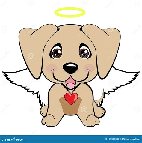 Illustration Of Funny Puppy Dog Media Icon Smiley Happy Dog Angel