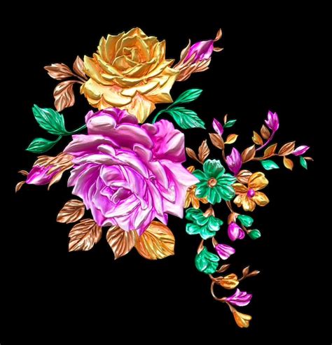 Premium Photo Abstract Metallic Flower Design With Black Background