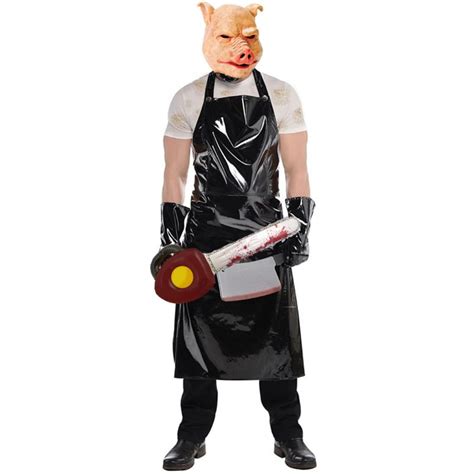 Mens Evil Horror Pig Butcher Halloween Fancy Dress Costume