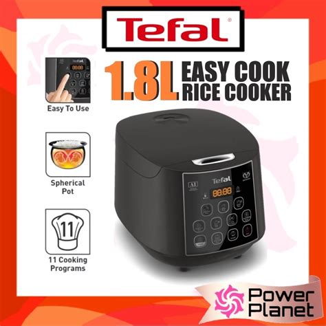 Tefal 1 8L Rice Cooker Black Easy Cook 11 Programs 10cups RK736B