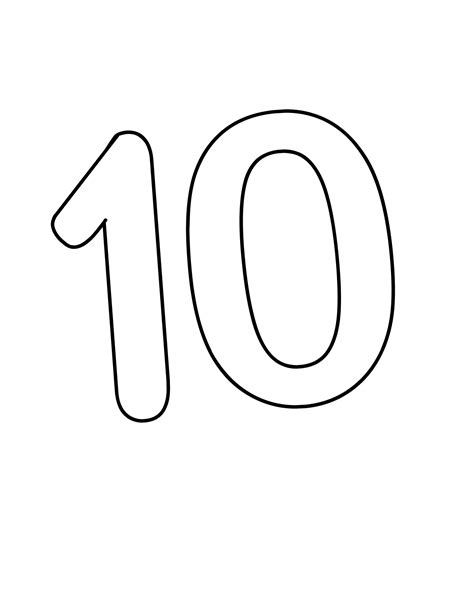 Number 10 Sheet Coloring Pages