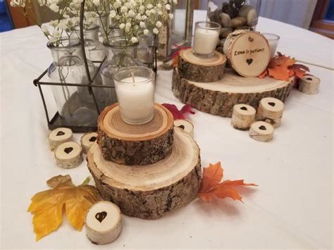 I had tons of people asking me if they could buy the ones i used (and they were pretty close to the style of the 3rd ones). Wood Slab Centerpieces Near Me : Centerpieces All About ...