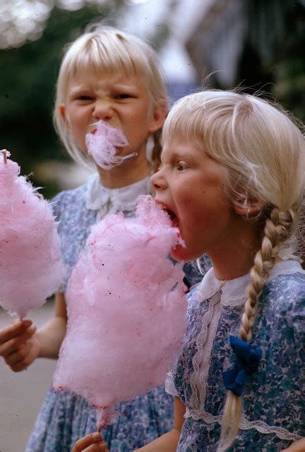 Eating Large Swirls Of Cotton Candy 1963 Vintage Everyday