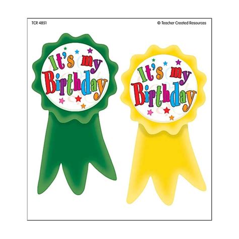 Birthday Ribbons Wear Em Badges Tcr4851 Teacher Created Resources