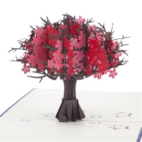 Ruby Tree Pop Up Anniversary Greeting Card Blank Inside Cards