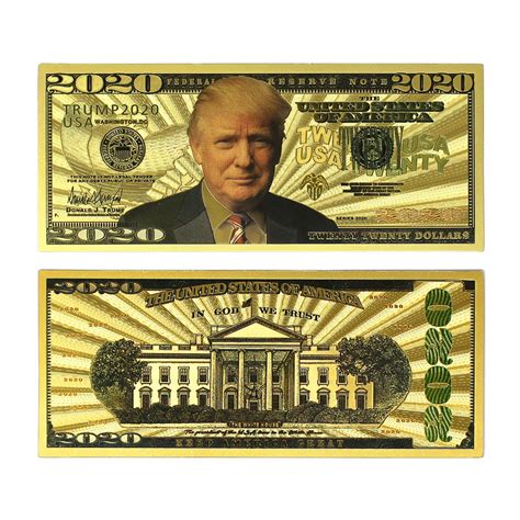 2020 Dollar Bill Donald Trump Banknote Gold Coated Donald Trump Limited Edition Million Dollar