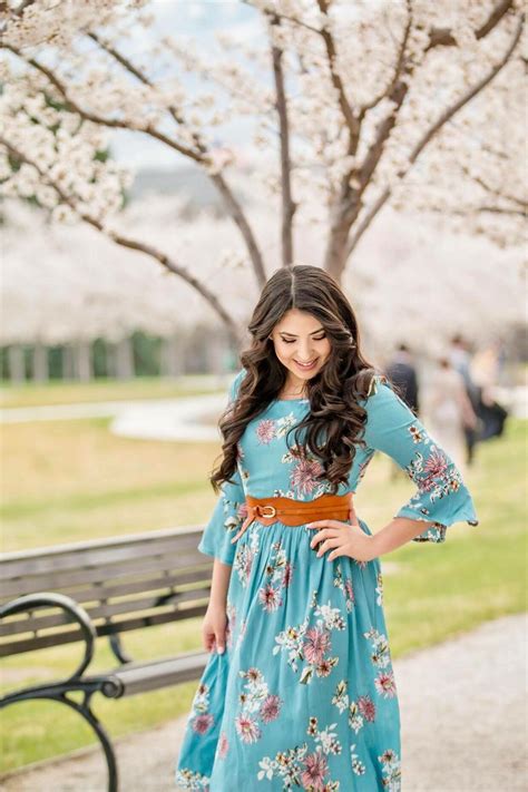 Modest Blue Floral Summer Outfit Modestlyhot Loving The Sleeves😍💙 Floral Outfit Summer