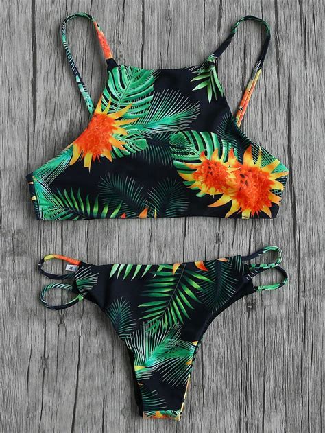 Shop Tropical Print Ladder Cutout Bikini Set Online Shein Hot Sex Picture