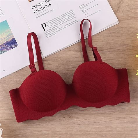 umiwear new bra seamless breathable strapless nonwire push up bra fashion shell half thick cup