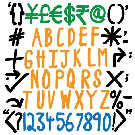 Set Of Alphabets And Numbers Vector Illustration Decorative Design
