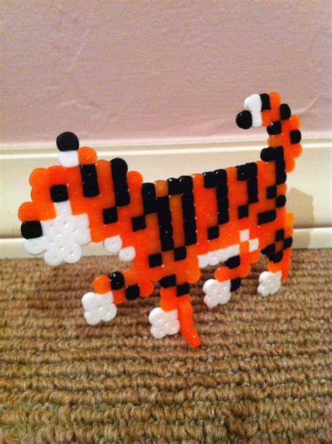 3D Tiger Perler Beads By Sophia S Fuse Beads Perler Beads Fusion Beads