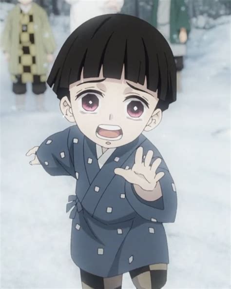 An Anime Character Is Standing In The Snow With His Hand Up And Two
