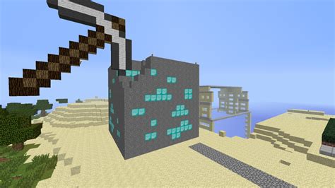 Diamond ore can only be mined with an iron pickaxe or better. Diamond block + Pickaxe Minecraft Project