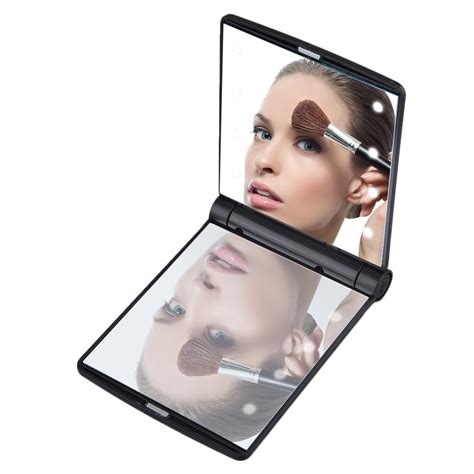 8 Led Lights Women Makeup Mirrors Lady Cosmetic Hand Folding Portable