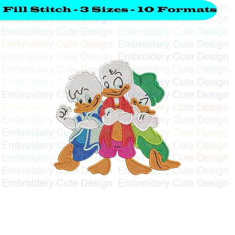 Huey Dewey And Louie Quack Pack Embroidery Design 3 Sizes 10 Etsy