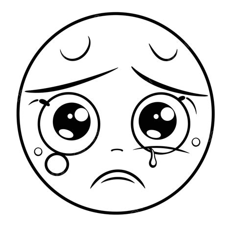 Cartoon Sad Face Coloring Pages Outline Sketch Drawing Vector The