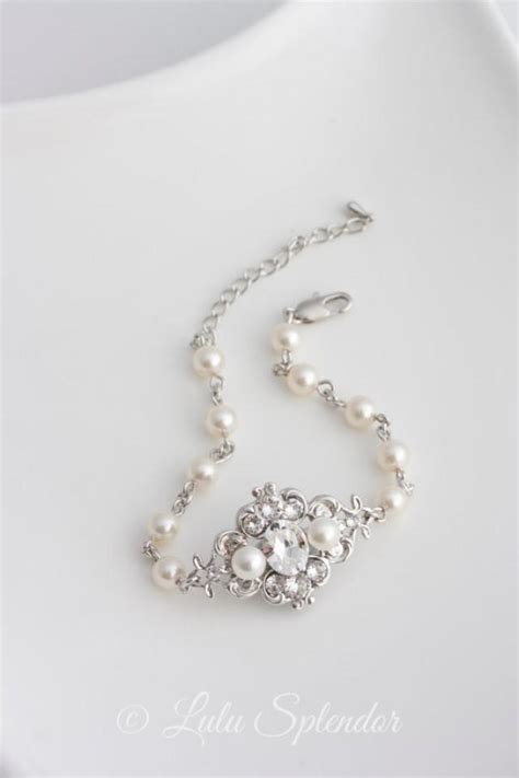 Ivory Pearl Bracelet Bridal Bracelet With Swarovski Pearl And Crystals
