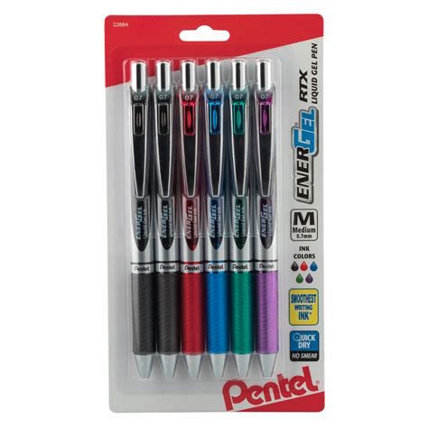 Energel Rtx Refillable Liquid Gel Pens Assorted Colors 6 Pk — Pentel