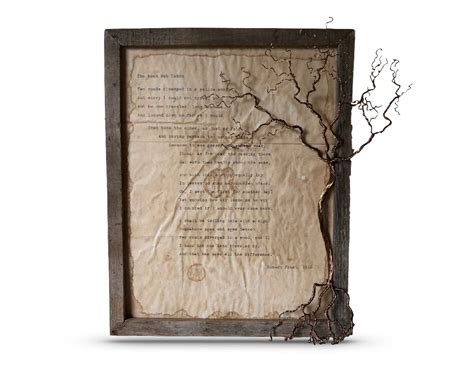 The Road Not Taken Poem Print By Robert Frost Wire Tree Frame Ink