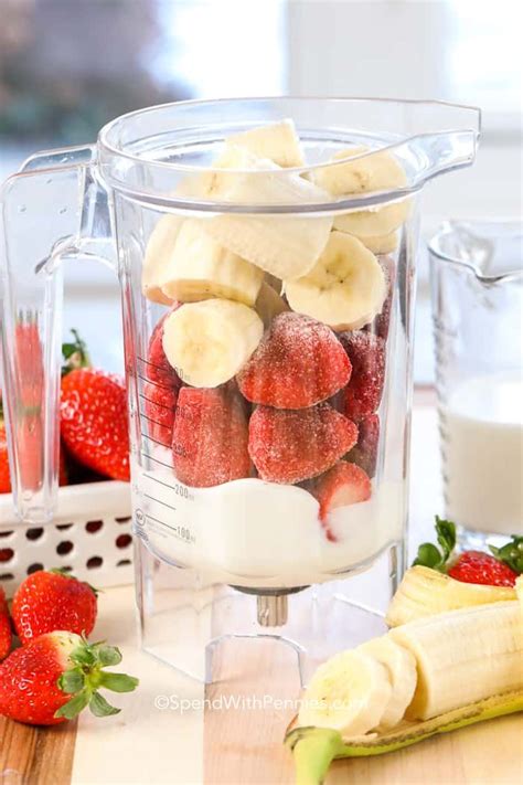 You can even make bags of the fruit ahead of time so you can just throw it. A Strawberry Banana Smoothie needs just handful of ingredients for a delicious breakfa ...