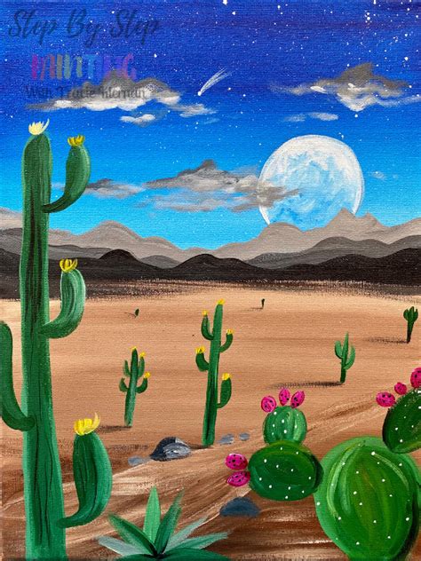 Desert Landscape Painting Tutorial Night Desert Scene Step By Step