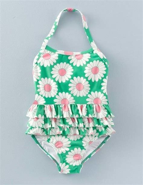 Ruffle Swimsuit Meadow Green Daisy Toddler Swimsuit Girl Swimsuits