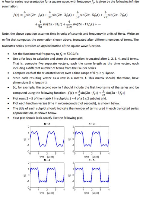 Solved Fourier Series Representation Square Wave Frequency Fo Given
