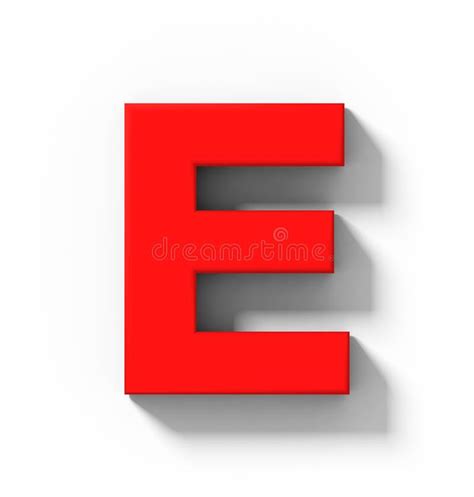 Letter E 3d Red Isolated On White With Shadow Orthogonal Projection