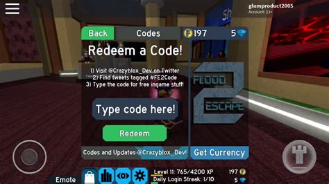 roblox flood escape 2 25 gems and 20 coins code youtube