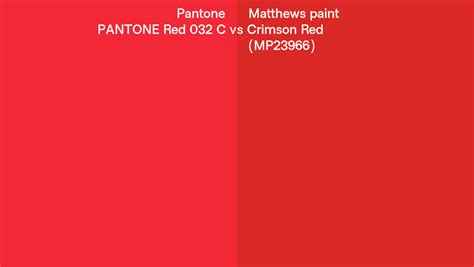 Pantone Red 032 C Vs Matthews Paint Crimson Red Mp23966 Side By Side