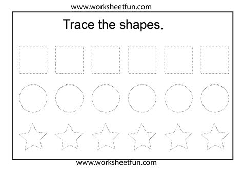 Shape Tracing 1 Worksheet Free Printable Worksheets Worksheetfun