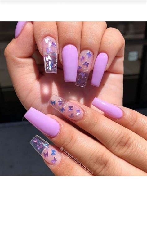 Butterfly Purple Acrylic Nails Coffin Nails Designs Cute Acrylic