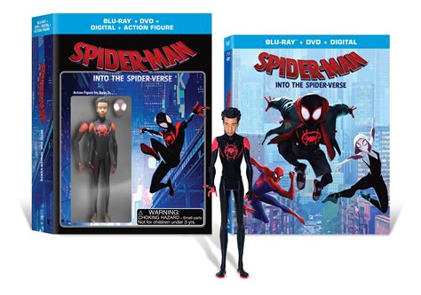 Spider Man Into The Spider Verse Walmart Exclusive Blu Ray DVD Action Figurine